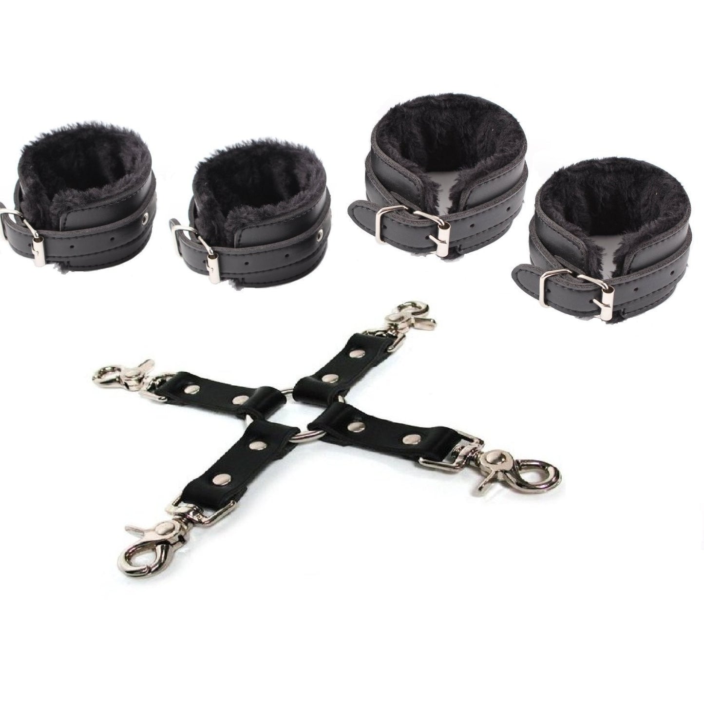 Hogtie Bond - Set di 2 Manette, 2 Cavigliere e Hogtie