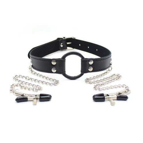 Black Hole - Ring Gag Semirigida in Silicone e Pinze