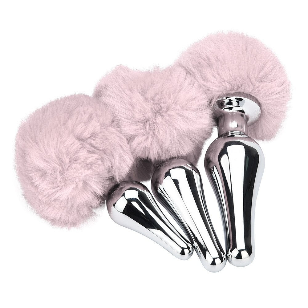 Pompon Rosa con plug Lungo affusolato in acciaio, varie misure