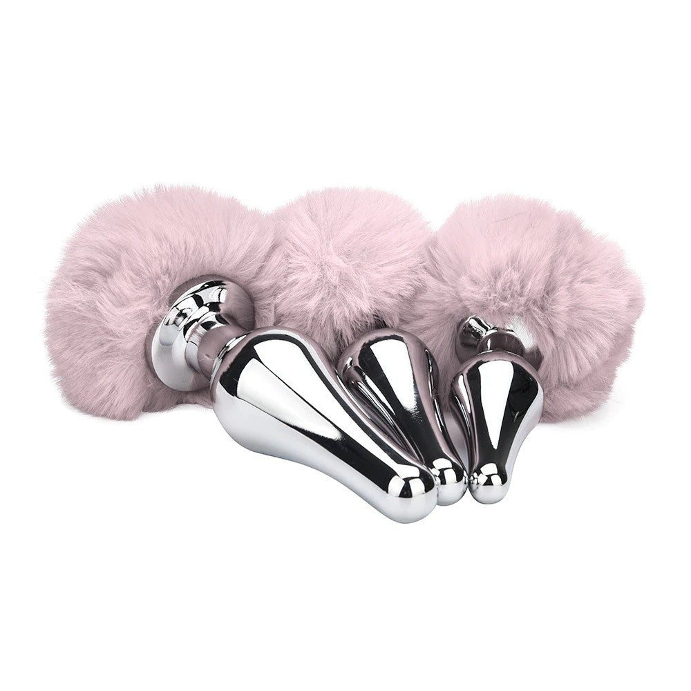 Pompon Rosa con plug Lungo affusolato in acciaio, varie misure