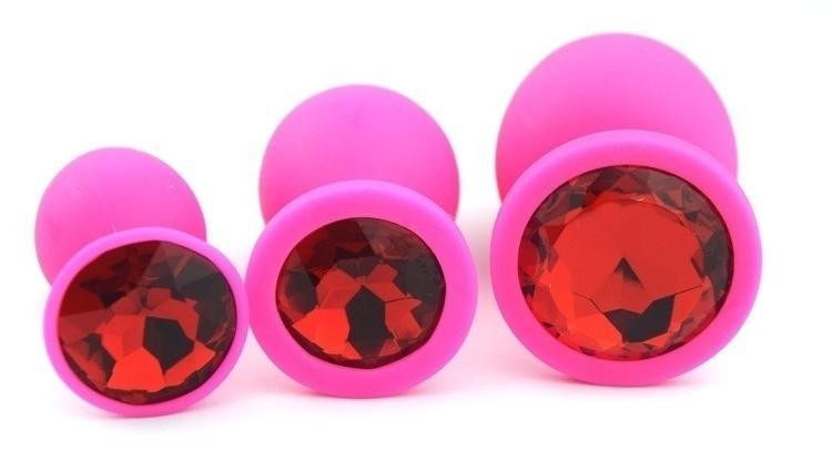 Rosy Gem - Butt Plug anale in silicone Rosa con Gioiello