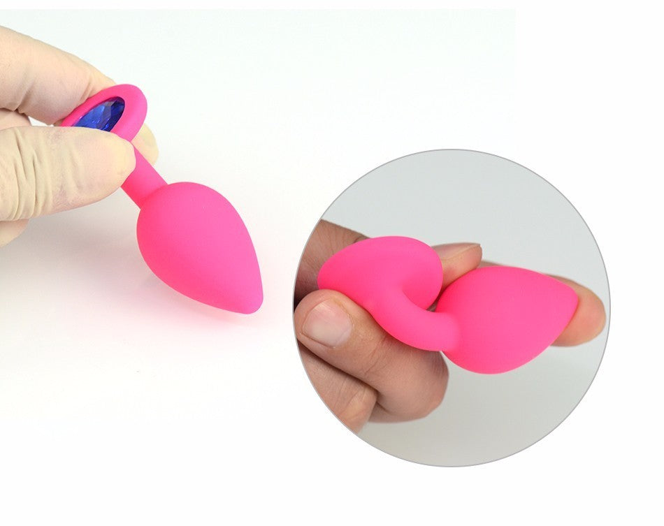 Rosy Gem - Butt Plug anale in silicone Rosa con Gioiello