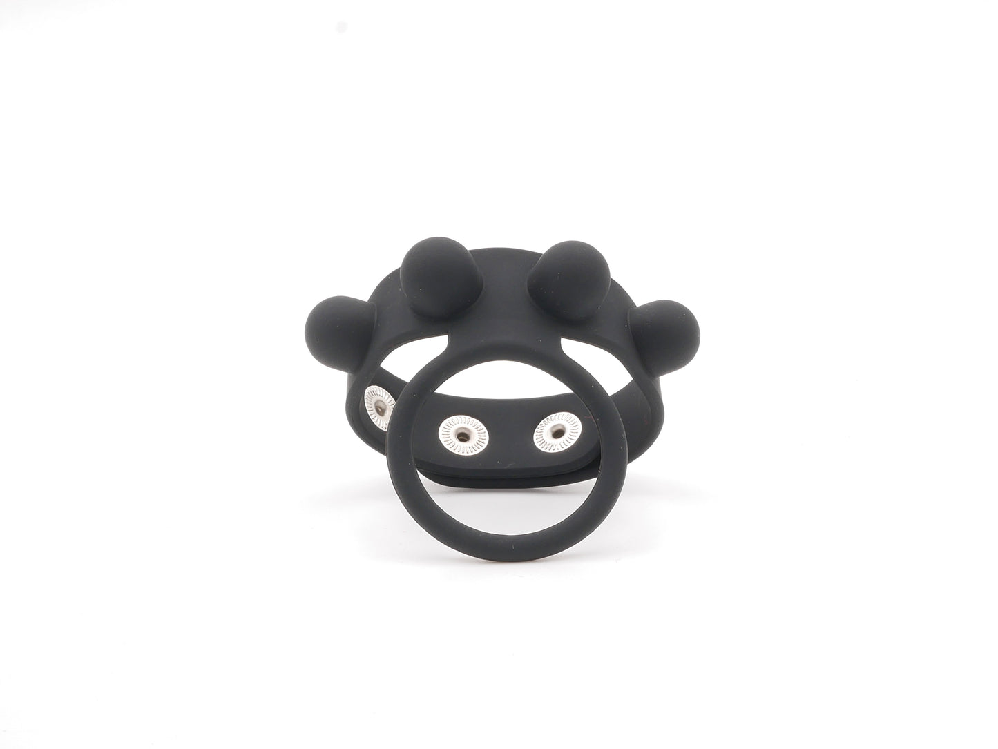 Anello fallico ritardante in silicone, con sfere stimolanti