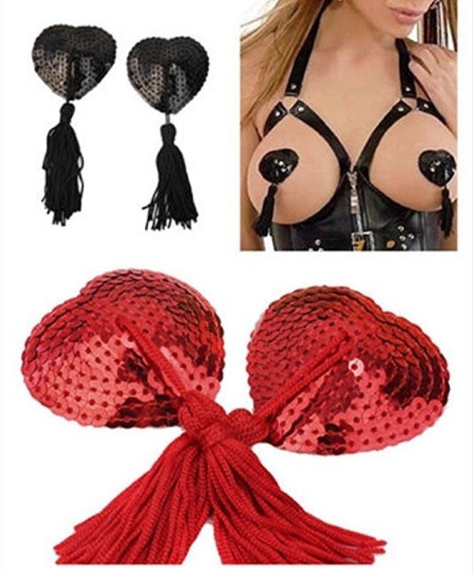 Copricapezzoli Sexy a forma di cuore con pendente vari colori