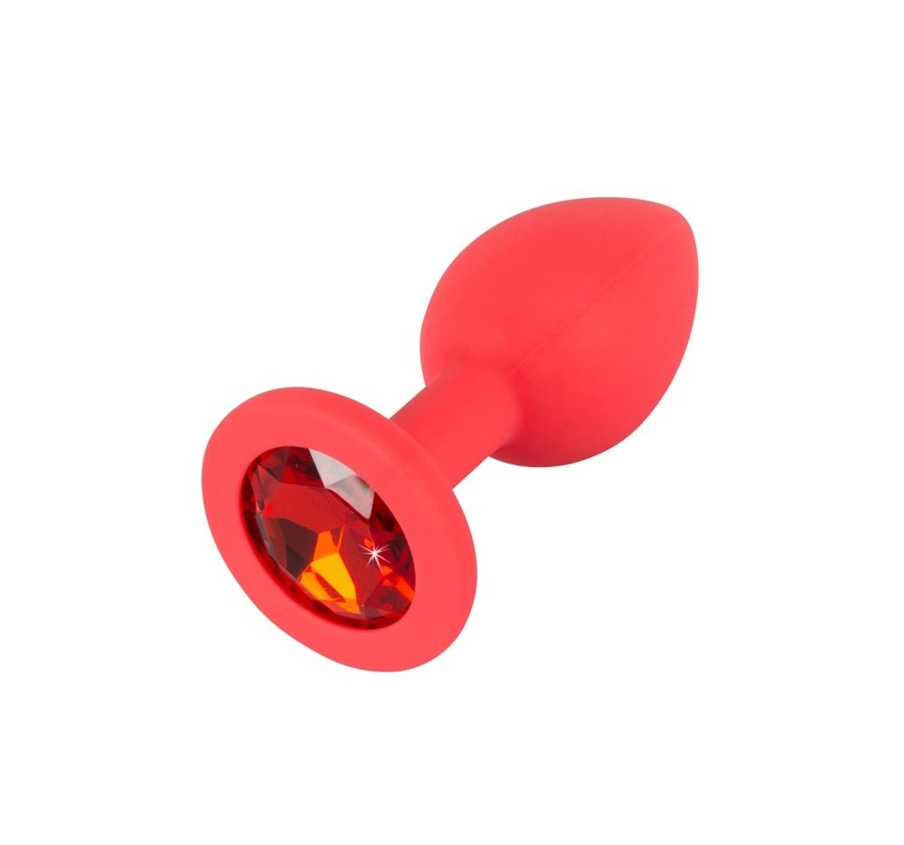 Plug anale in silicone Rosso con Gioiello Rosso, varie misure