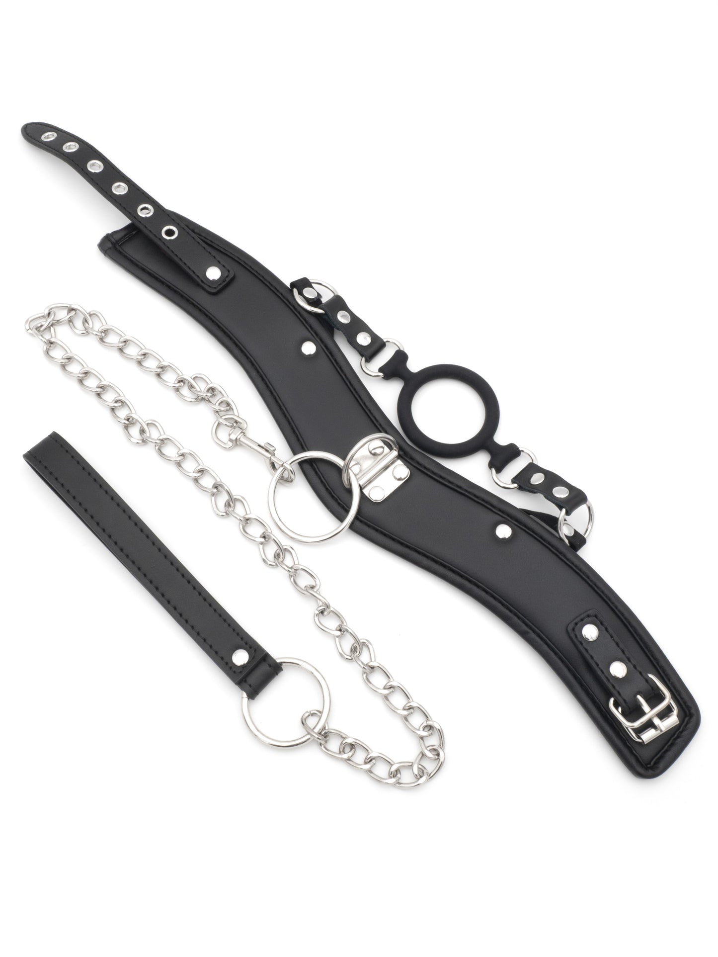 Ring Submission - Collare BDSM con guinzaglio e Ring Gag