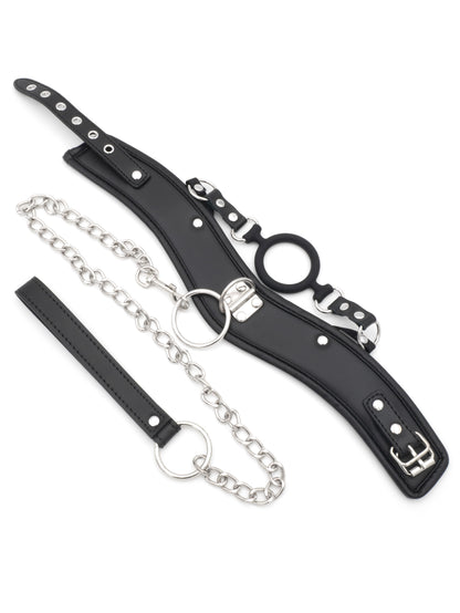Ring Submission - Collare BDSM con guinzaglio e Ring Gag