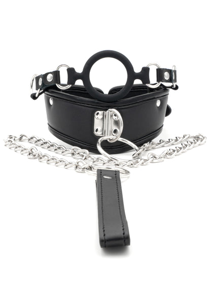 Ring Submission - Collare BDSM con guinzaglio e Ring Gag