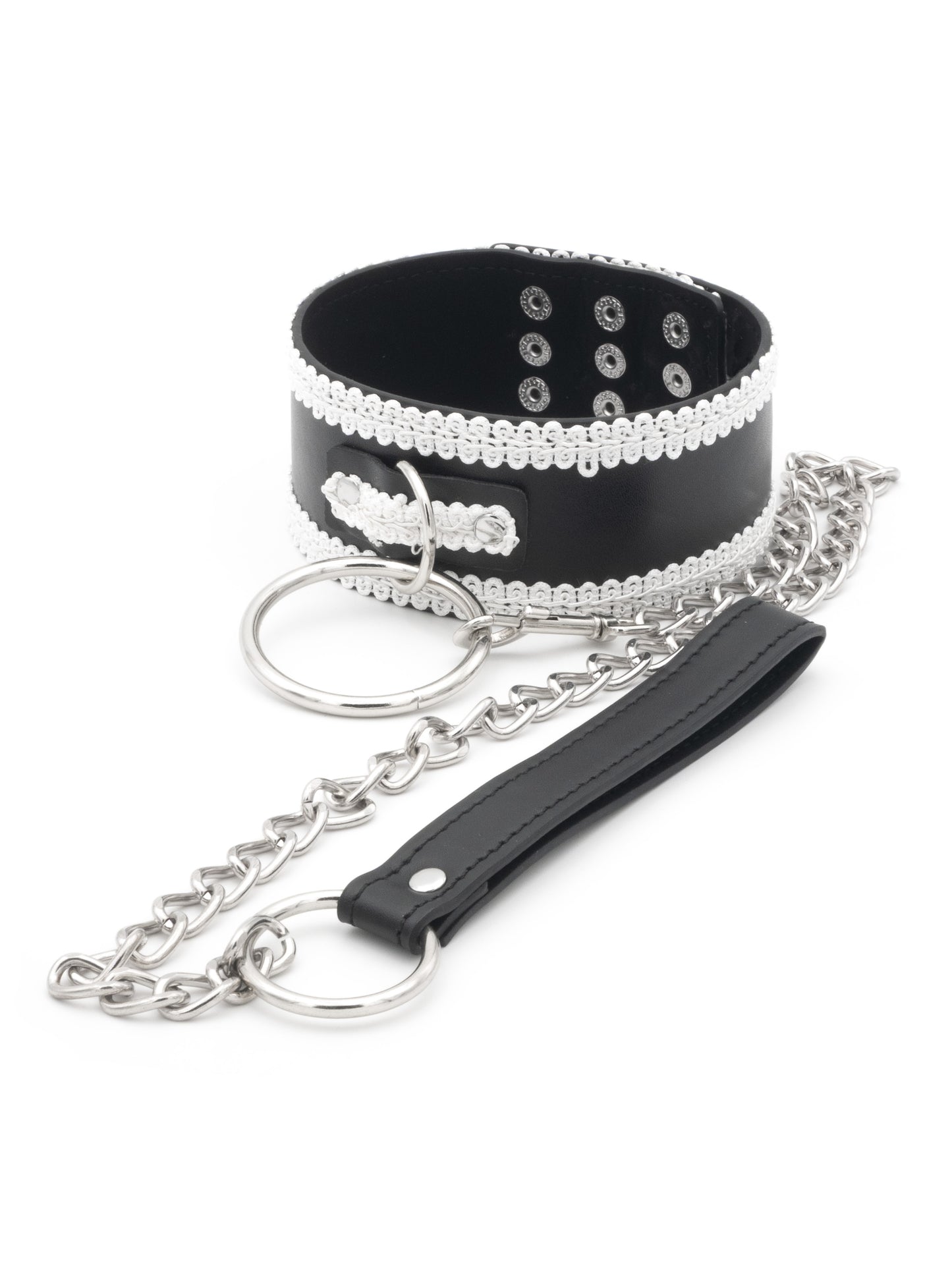 Gothic Desire - Collare in Ecopelle con Ricami in Pizzo