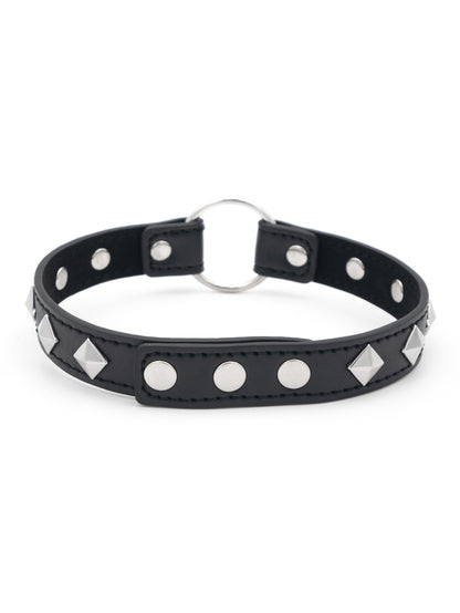 Block Bliss - Collarino Con Borchie Quadre con Anello