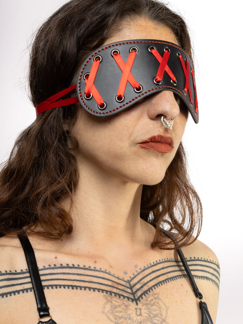 Red X - Benda occhi in ecopelle e raso