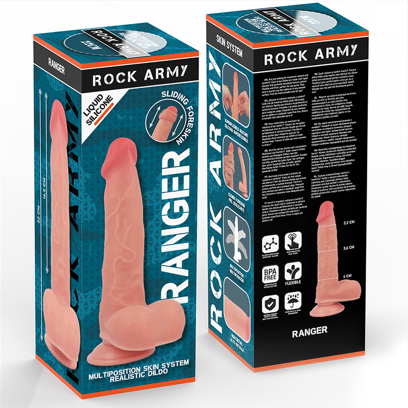 Rockarmy - Dildo Ranger grande Silicone Liquido, 22cm realistico e elastico