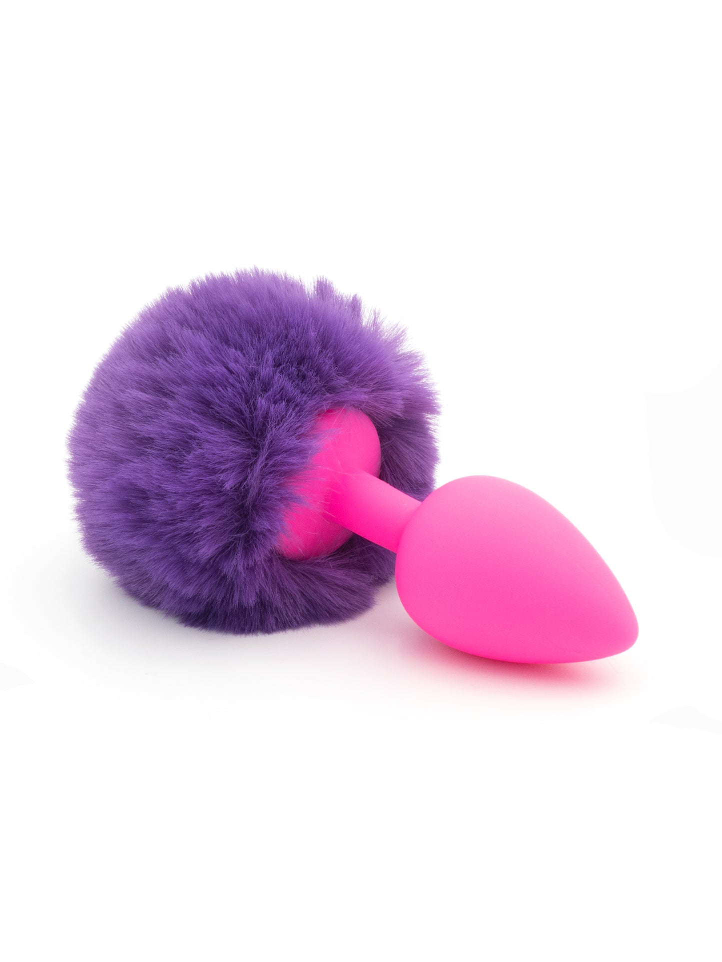 Purple Puff - Pompon Viola con plug anale in silicone rosa