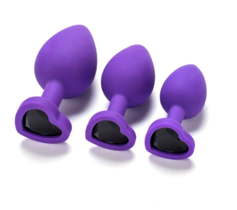 Purple Passion - Butt Plug Anale in Silicone Viola con Diamante Cuore