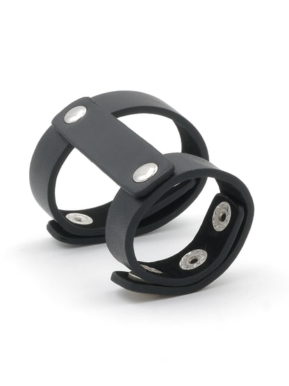 Doppio Collare per pene in pelle